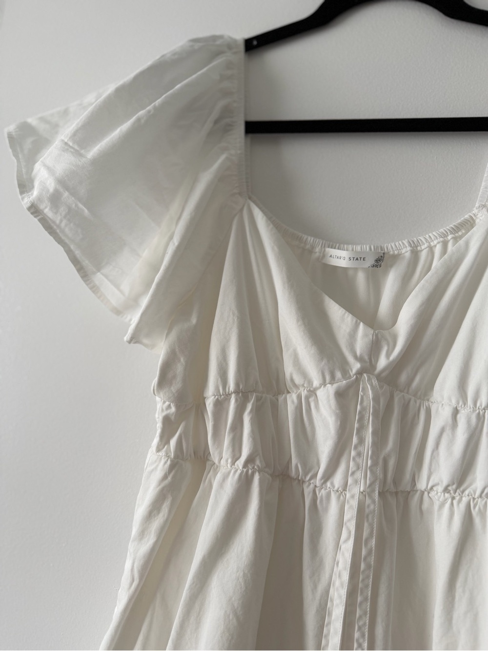 Altar'd State White Tiered Maxi Dress with Flutter Sleeves - Picture 5 of 6